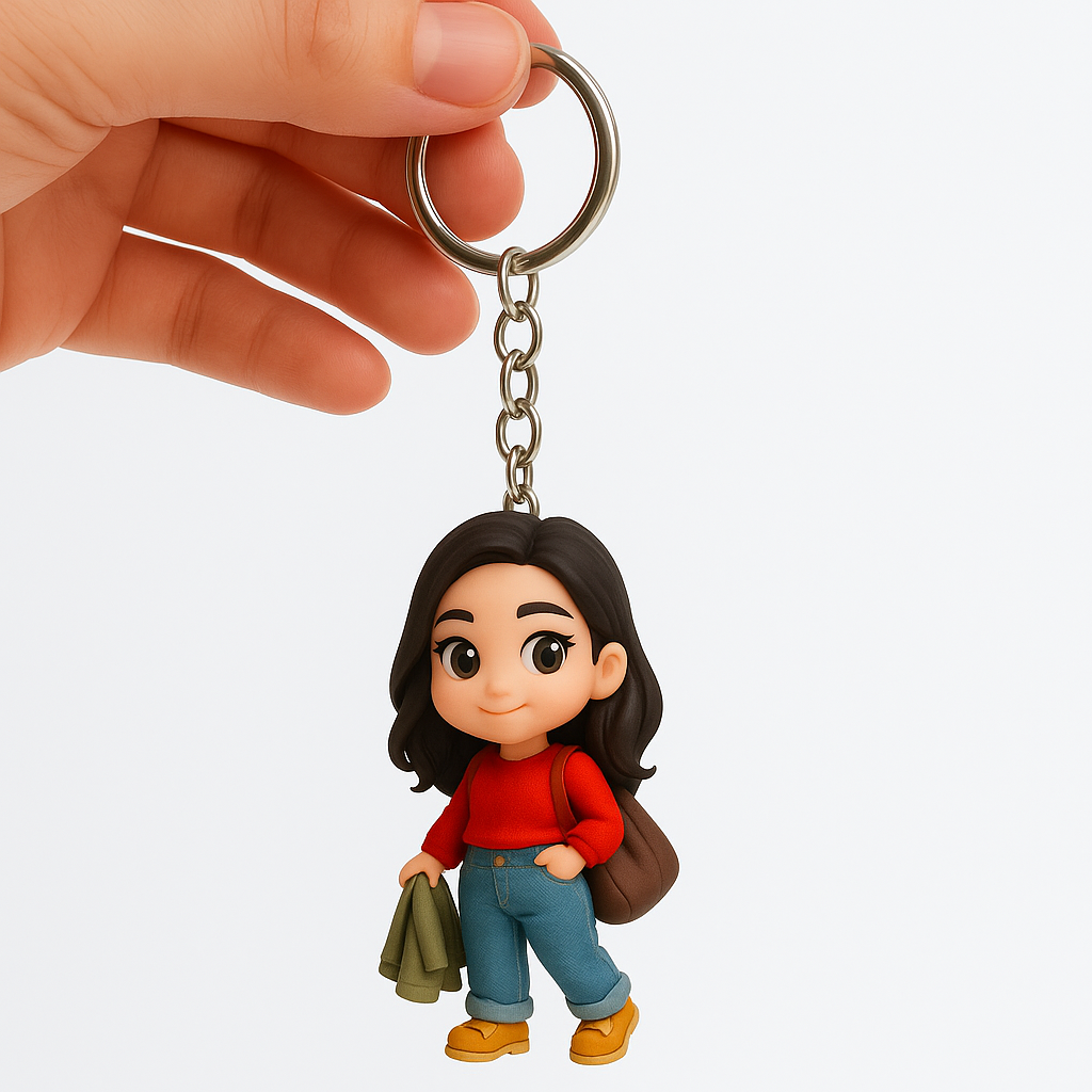 DoDoWish Creative Custom Keychain with Your Cartoon Character Personalized 3D Figure for Couples Friends Kids
