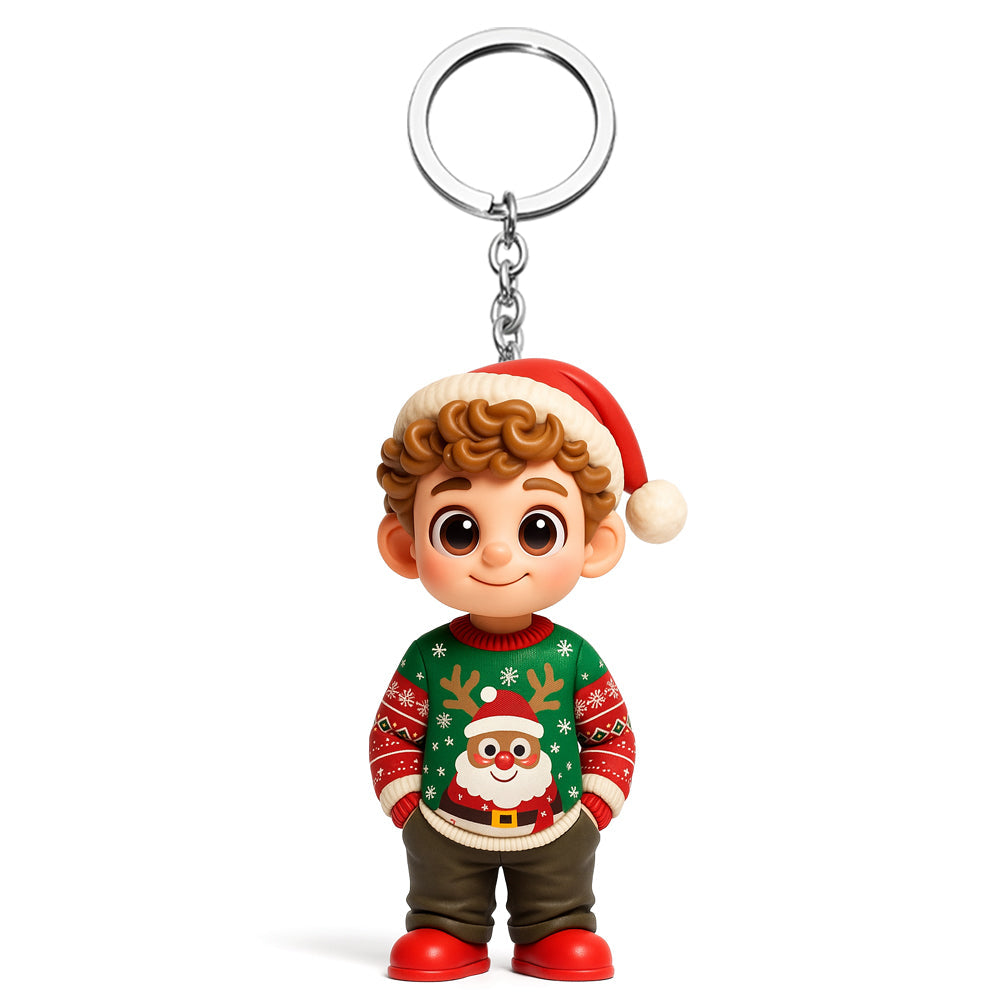 DoDoWish Custom 3D Keychain Figure from Your Photo Personalized Mini Doll Christmas Gift for Couples Family Friends