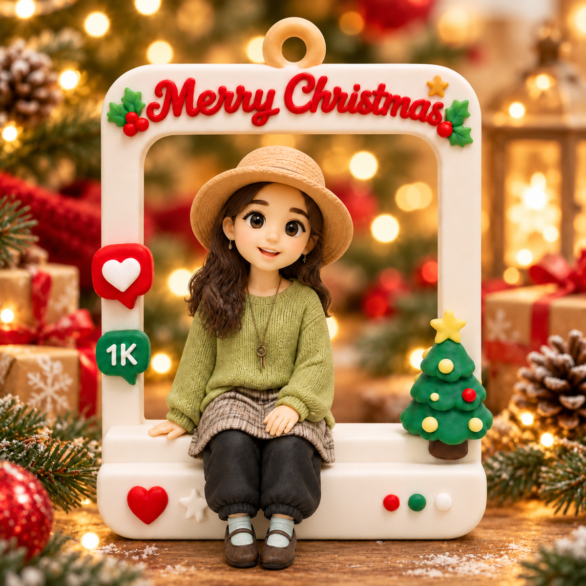 Personalized Christmas Frame Ornament – Custom Figurine Gift from Your Photo
