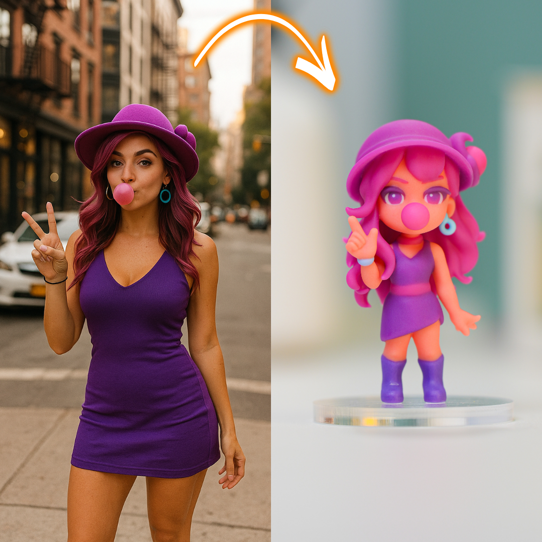 DoDoWish Custom Urban Chic Girl 3D Figurine - Personalized Bestie Birthday Gift