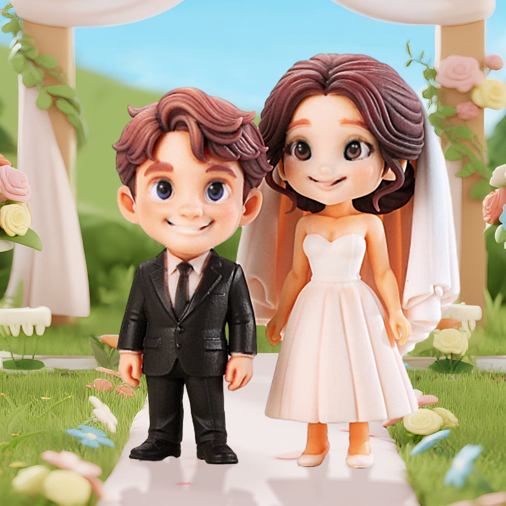 DoDoWish Custom Wedding 3D Figurines Personalized Bride and Groom Dolls Cartoon Unique Wedding Gift Keepsake Decoration