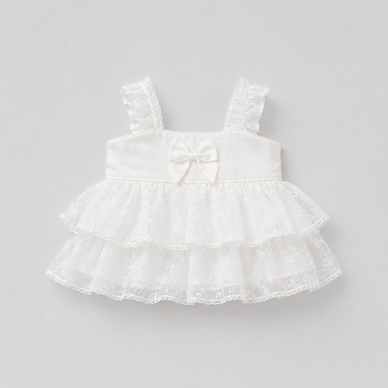 Ivory Lace Bow Dress - Doll Outfits