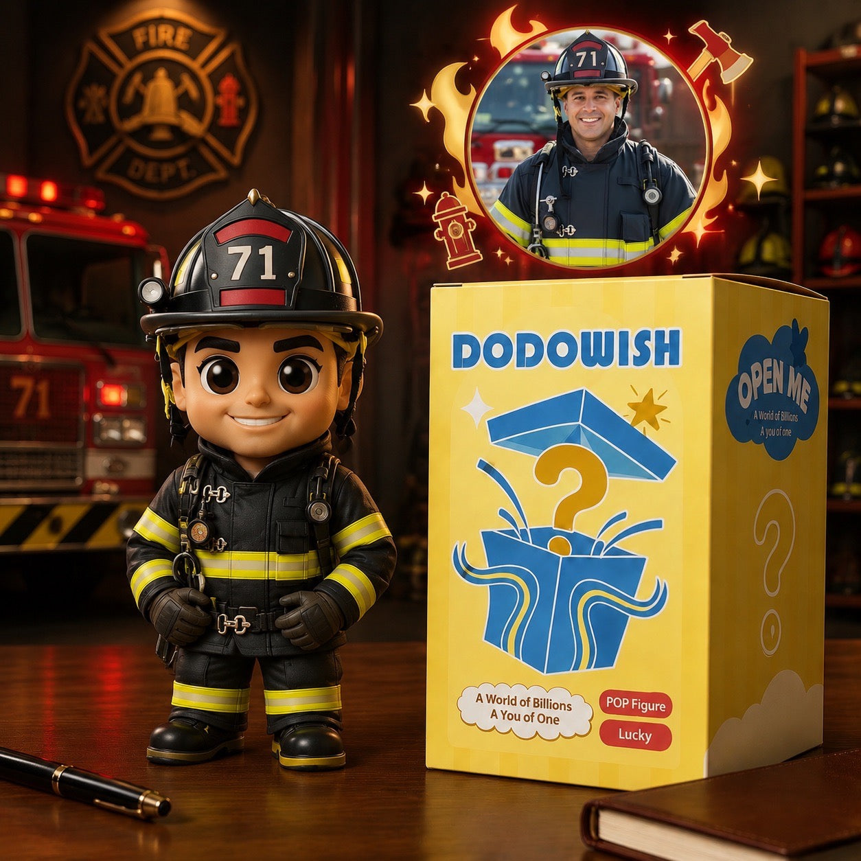 DoDoWish Custom Firefighter Mini Me Figurine