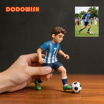 personalized football player statue displayed on a desk crafted in premium eco-friendly artisan resin with fade-resistant hand-painted colors