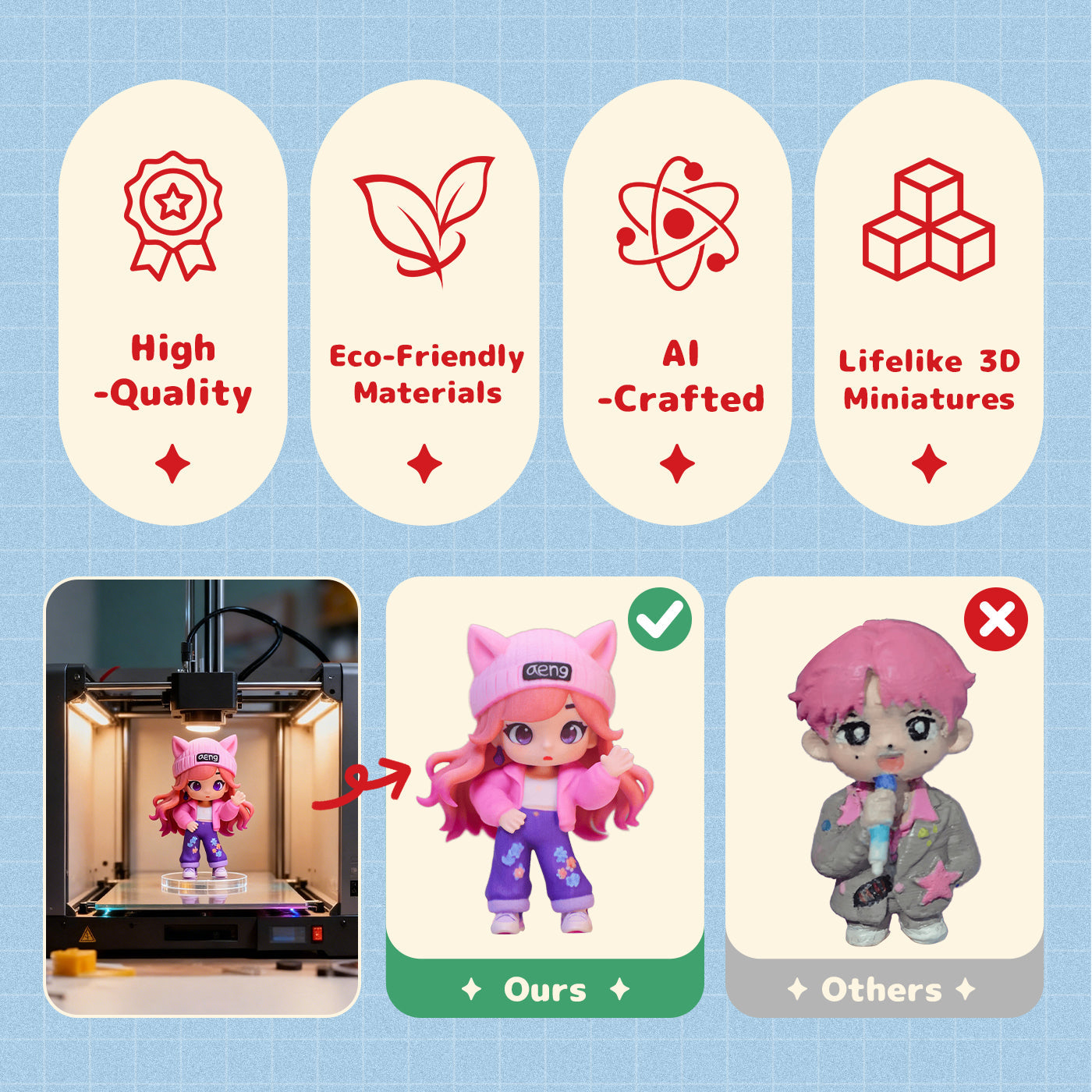 3D Printed Custom Figurines High Quality and Eco-Friendly