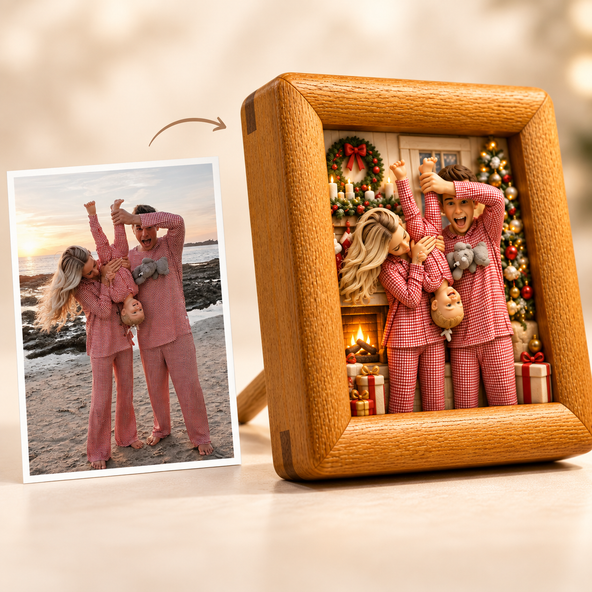 Custom Christmas Memory Frame – Personalized 3D Relief Keepsake from Your Photo