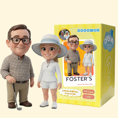 Handcrafted DoDoWish father and daughter golf figurine set posed together on the green, a unique personalized Father's Day keepsake