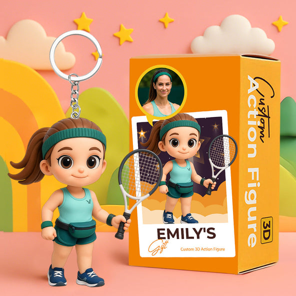 DoDoWish Creative Custom Keychain with Your Cartoon Character Personalized 3D Figure for Couples Friends Kids