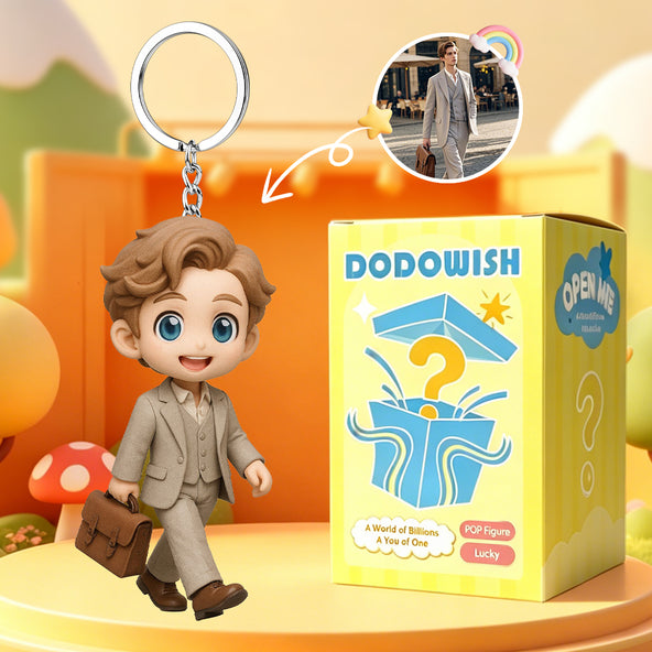 DoDoWish Creative Custom Keychain with Your Cartoon Character Personalized 3D Figure for Couples Friends Kids