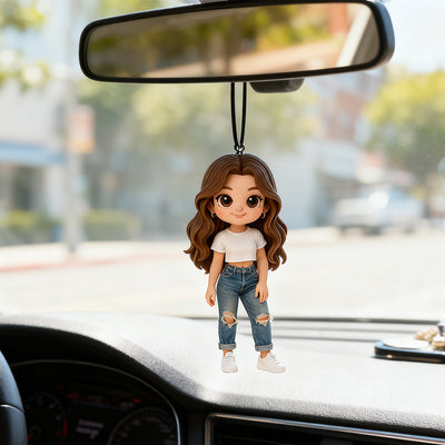 DoDoWish Custom 3D Figure Car Hanging Ornament Personalized Car Decoration Handcrafted Mini Character Custom Car Accessory Unique Personalized Gift