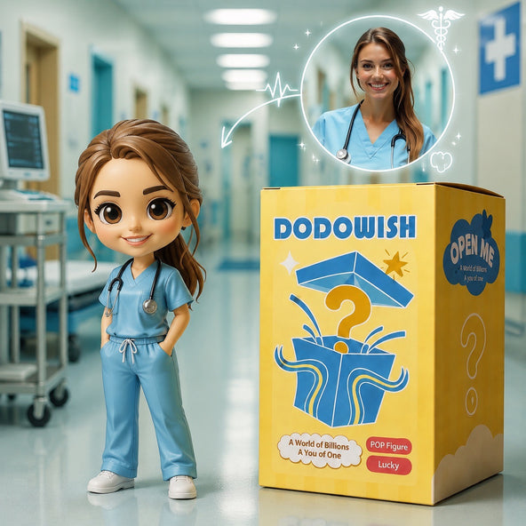 personalized custom doctor figurine in a white coat, hand-painted with fine artisan detail, crafted as a unique medical career keepsake gift